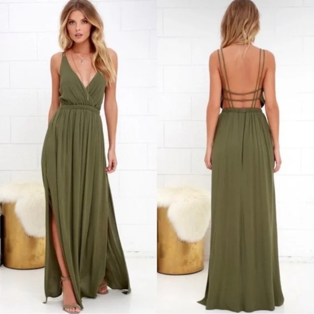 Lulu's Olive Green Maxi Dress